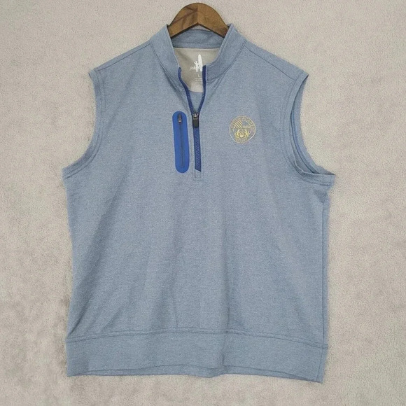 Johnnie-O Men's Loyola Academy Sleeveless Quarter-Zip Pullover Vest L Blue 21PT - Picture 1 of 6